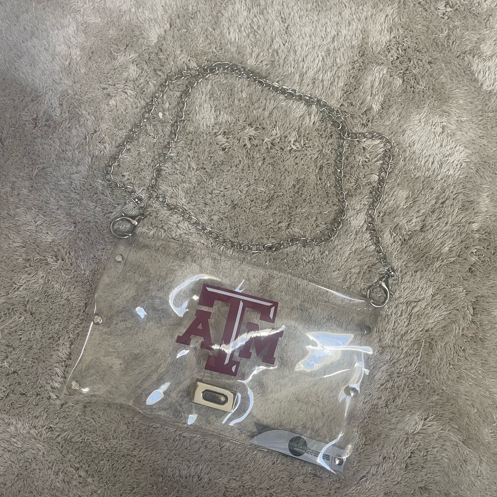 Texas A&M Clear Crossbody Bag with Silver Chain